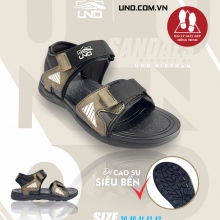 Sandal UNO quai da phối dù đế cao su 2 cỡ nam-nữ màu rêu