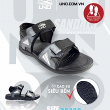 Sandal UNO quai da phối dù đế cao su 2 cỡ nam-nữ màu xám