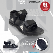 Sandal UNO quai da phối dù đế cao su 2 cỡ nam-nữ màu đen