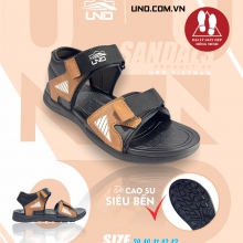 Sandal UNO quai da phối dù đế cao su 2 cỡ nam-nữ màu bò