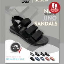 Sandal UNO 3 quai ngang dù 2 cỡ nam-nữ màu đen