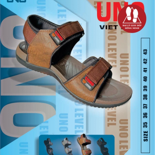 SANDAL UNO MODEL2 QUAI DÙ ĐẾ CAO 2 CỠ NAM-NỮ MÀU XÁM VÀ BÒ