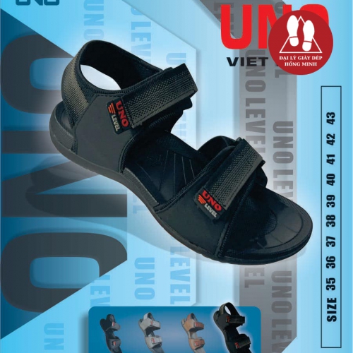 SANDAL UNO MODEL2 QUAI DÙ ĐẾ CAO SU 2 CỠ NAM-NỮ MÀU ĐEN