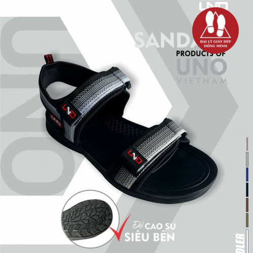 Sandal UNO quai dù đế cao su 2 cỡ nam-nữ màu xám