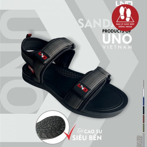 Sandal UNO quai dù đế cao su 2 cỡ nam-nữ màu đen