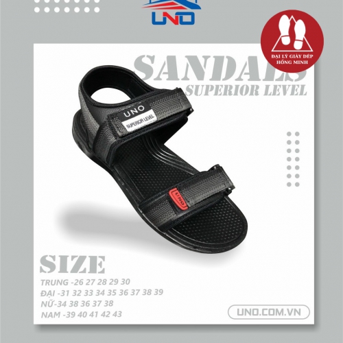 SANDAL UNO 2 QUAI 2 CỠ NỮ-NAM PHA MÀU XÁM ĐEN