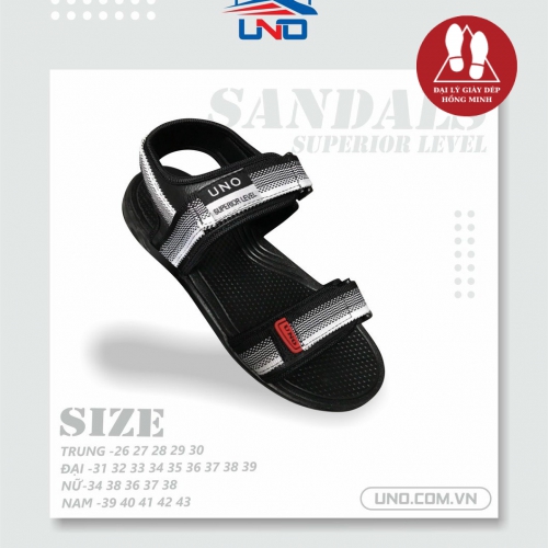 SANDAL UNO 2 QUAI 2 CỠ NỮ-NAM PHA MÀU ĐEN TRẮNG