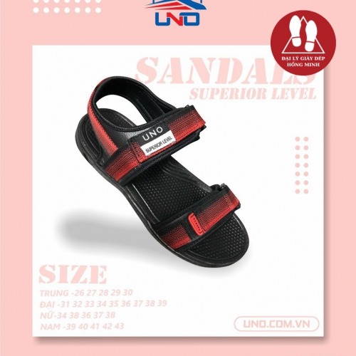 SANDAL UNO 2 QUAI 2 CỠ NỮ-NAM PHA MÀU ĐEN ĐỎ