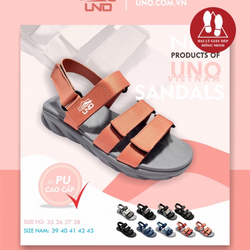 SANDAL UNO 3 QUAI NGANG DÙ CỠ NỮ MÀU HỒNG